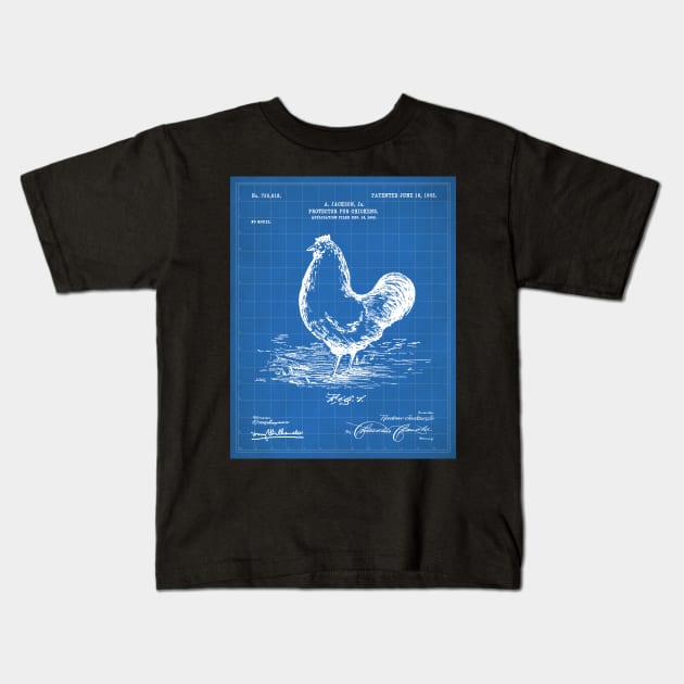 Chicken Hens Patent - Chef Cook Chicken Coop Art - Blueprint Kids T-Shirt by patentpress